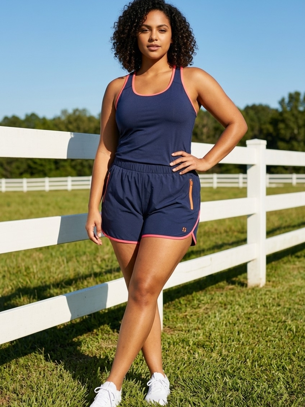 NWT Sports Illustrated Navy Athletic Shorts with Pink Trim Sz XXL